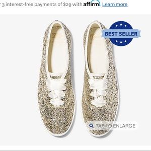 NEW 7.5 Kate Spade Keds Champion Platinum Glitter